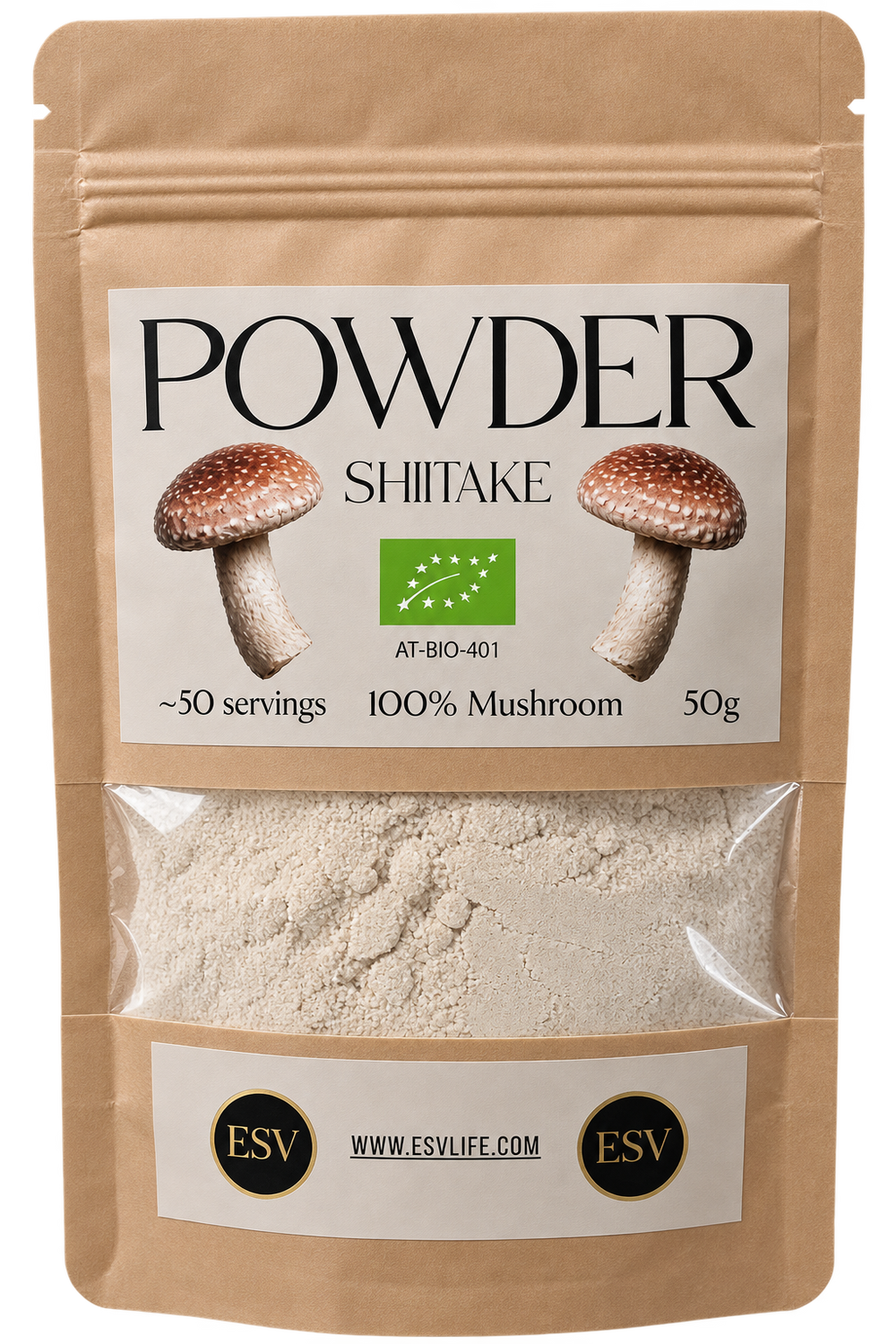 Shiitake Pulver – 100 % Fruchtkörper