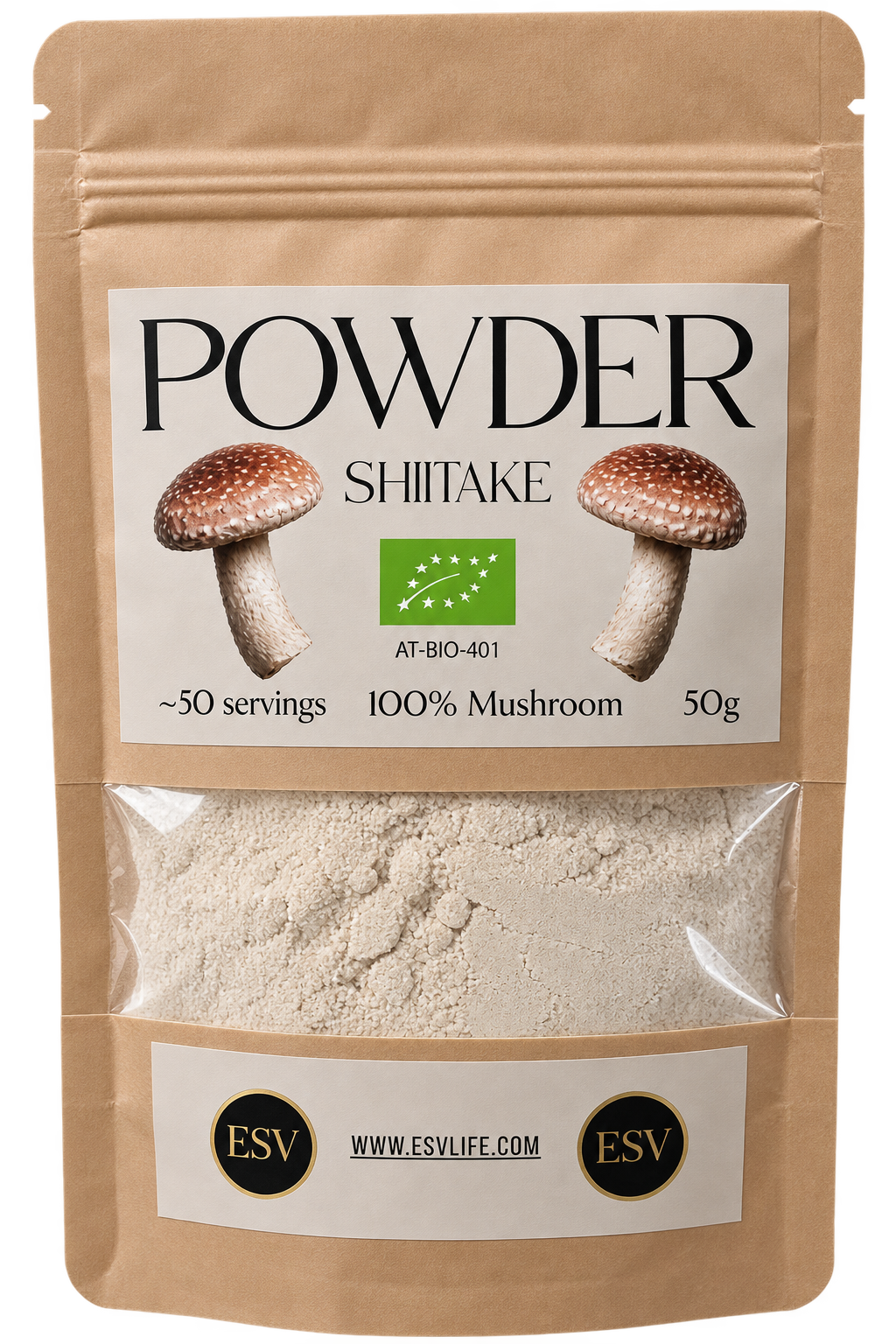 Shiitake Pulver – 100 % Fruchtkörper